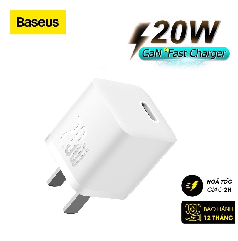20W baseus gan5 fast charger for iPhone-power delivery 3.0 QC 3.0 built-in smart chip-BCT temperature control technology-authentic