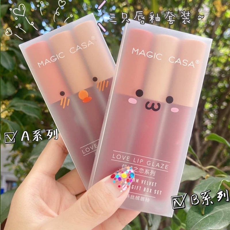 Set 3 Cây Son Kem Lì Magic Casa Fluffy Lip Glaze