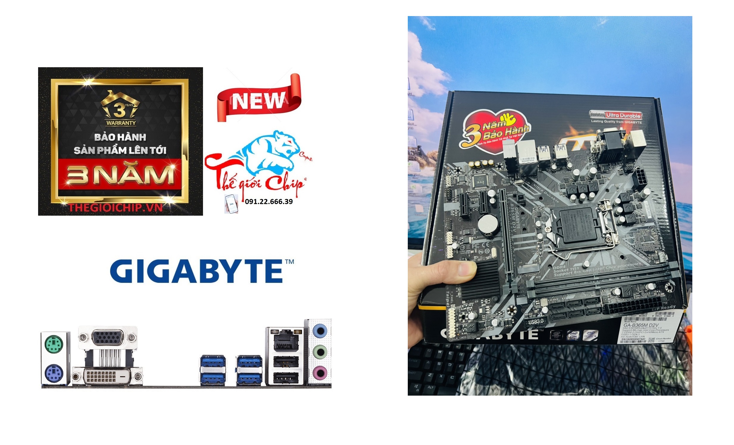 [HCM]Bo Mạch Chủ (Mainboard) Gigabyte B365M-D2V (CTY Box-3 Năm)