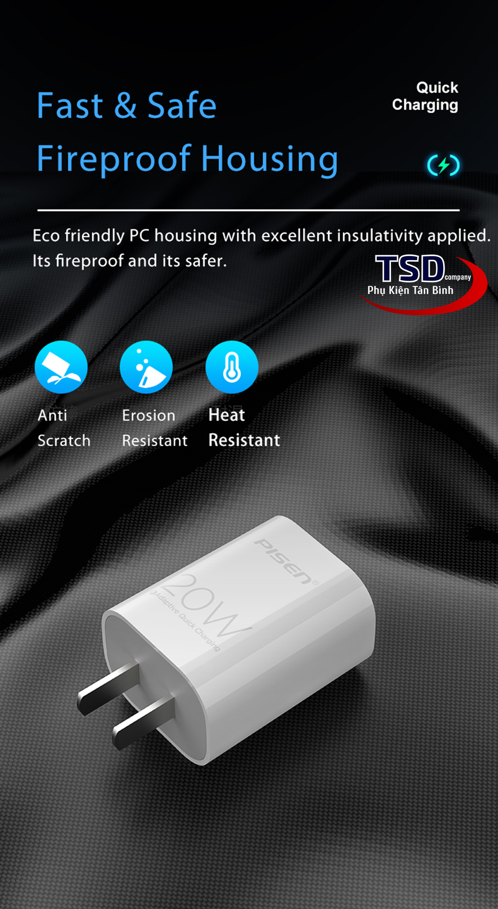 Củ Sạc Nhanh Pisen PD 20W Chính Hãng ( PD 3.0, Quick Charge 4.0 )