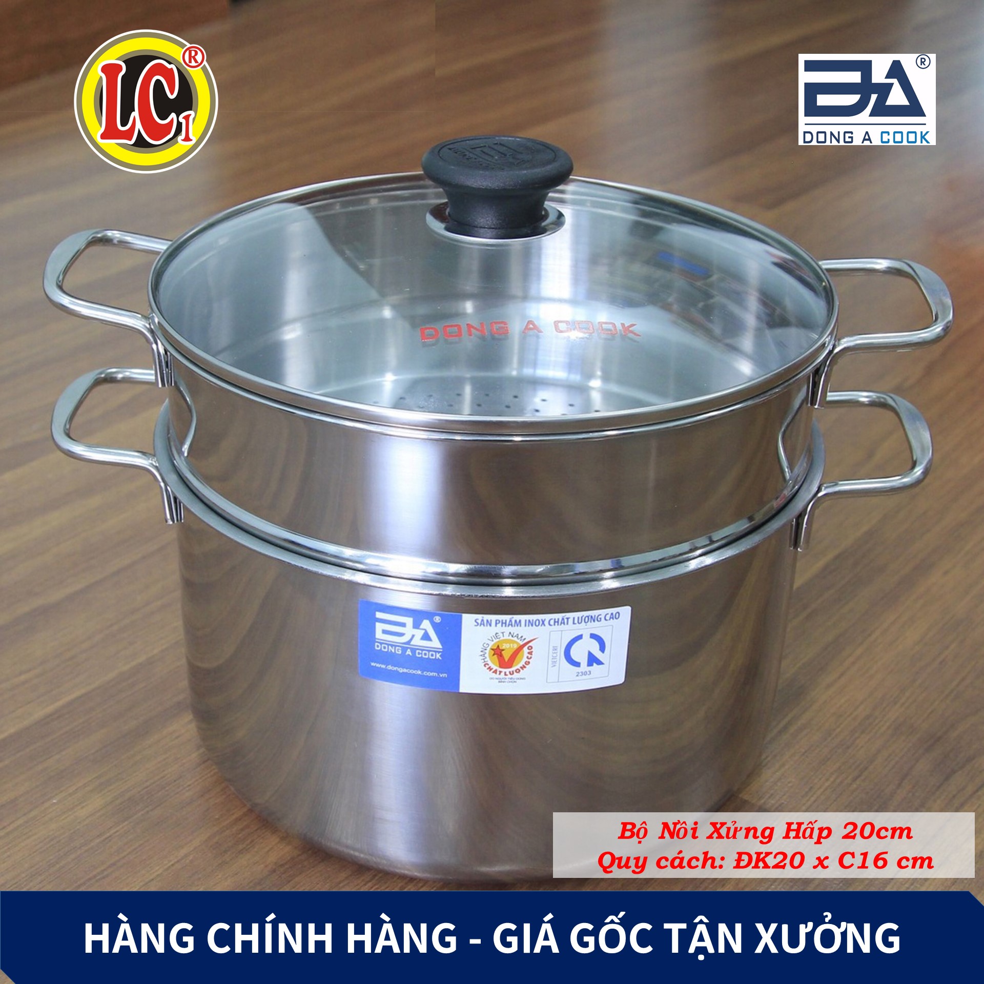Bộ Nồi xửng hấp Inox Đông Á cao cấp ( nhiều Size )