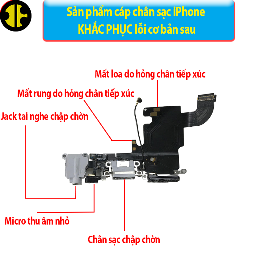 Sản phẩm cáp chân sạc iP 6, 6S, 6 Plus, 6S Plus zin bóc máy.