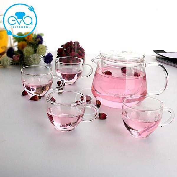 [HCM]Bộ Bình 4 Tách Pha Trà Thuỷ Tinh Chịu Nhiệt Cao Cấp