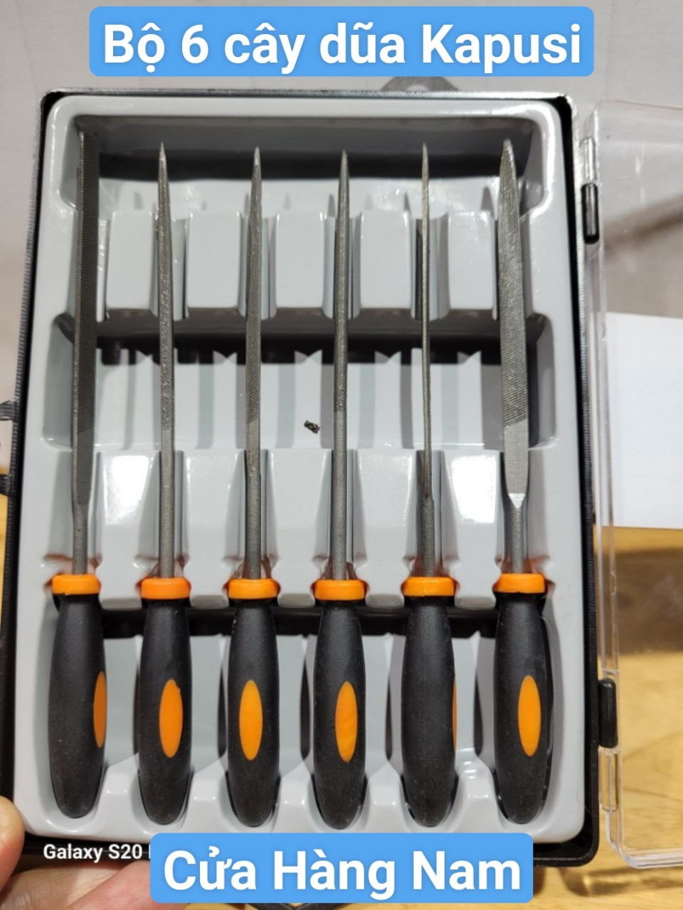 Bộ dũa mài kim loại hợp kim Kapusi, Hộp 6 giũa mài đa năng thép carbon T2 chống mài mòn, dũa kim loại cao cấp, dũa dẹp tròn vuông bán nguyệt tam giác, giũa kim loại, dũa mini, dũa sắt, dũa Kapusi, dũa hợp kim, giũa hợp kim,