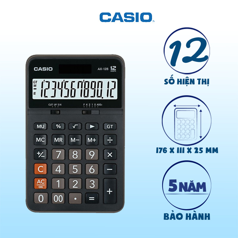 Máy tính Casio AX 12B chính hãng bảo hành 5 năm