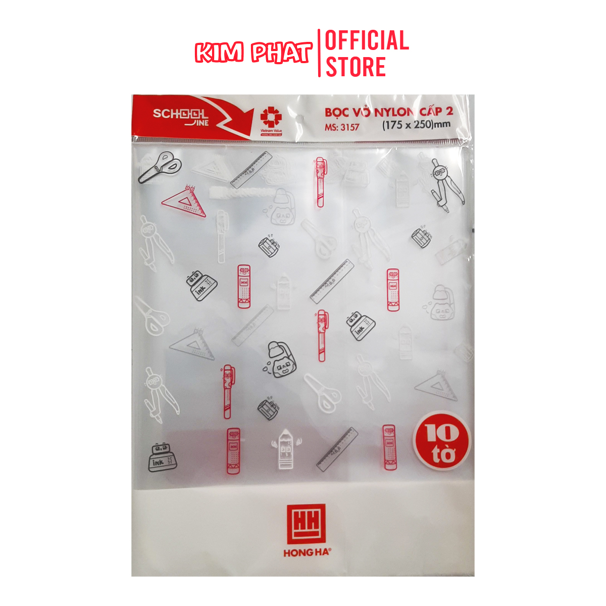 Bọc vở, bọc sách to nilong Hồng Hà (10 cái)