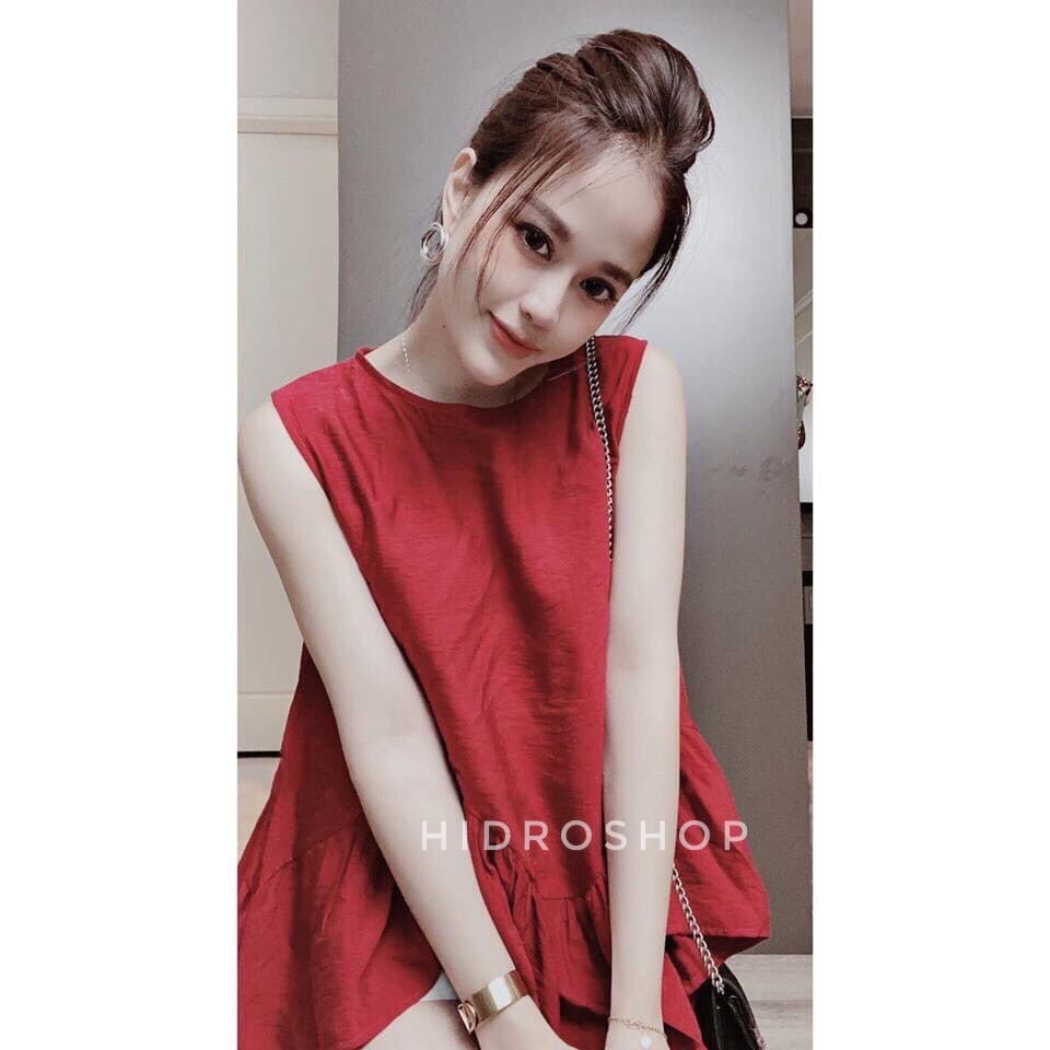 Sét áo bèo đỏ quần sooc trắng đũi