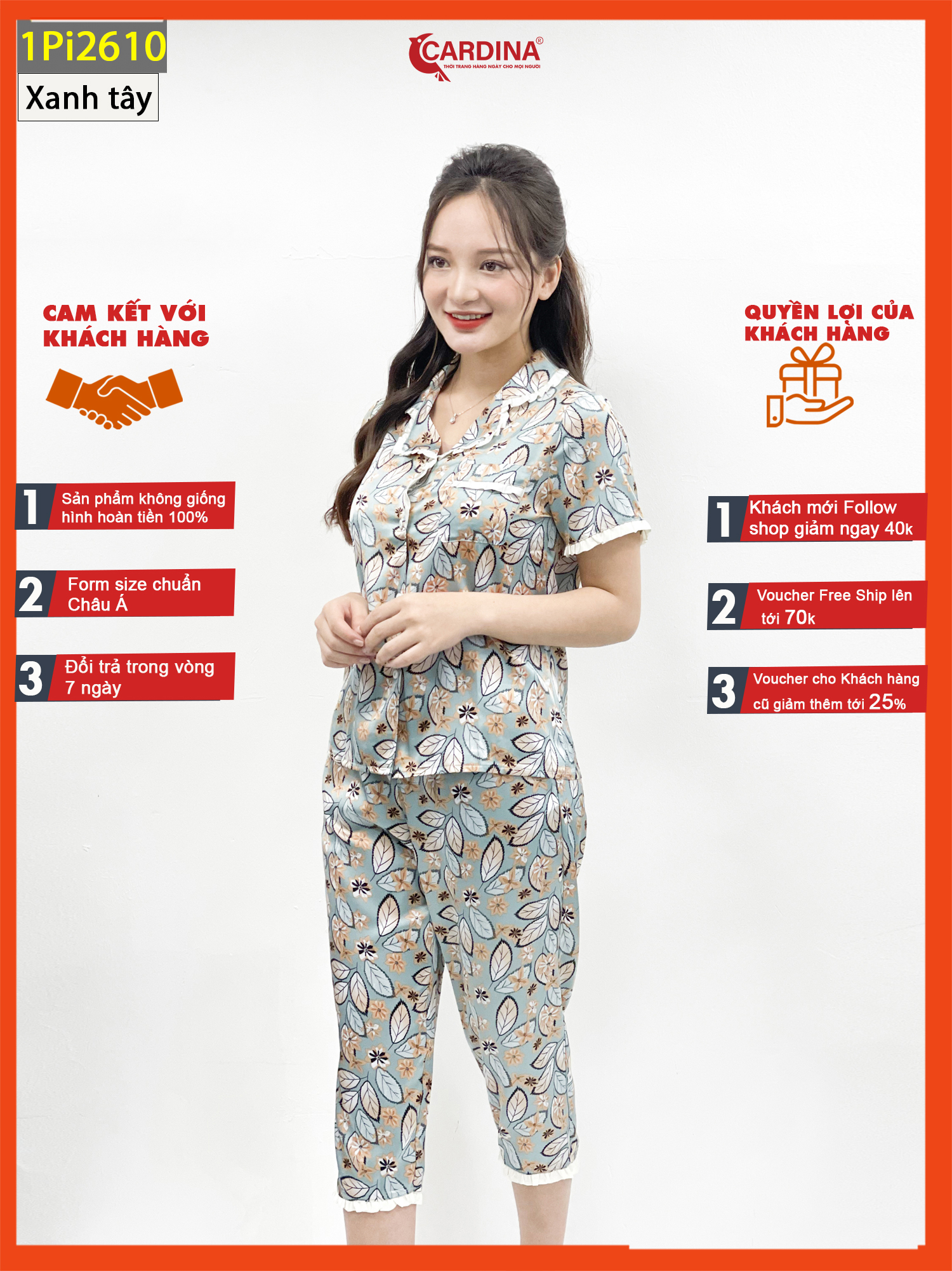 Đồ Bộ Pijama Nữ 𝐂𝐀𝐑𝐃𝐈𝐍𝐀 Chất Lụa Satin Nhật Họa Tiết Tinh Tế 1Pi26