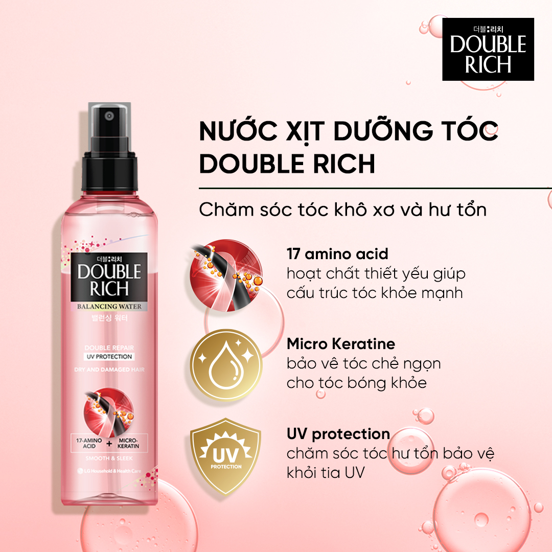 Nước xịt dưỡng tóc Double Rich chăm sóc tóc Khô sơ và Hư tổn 250ml