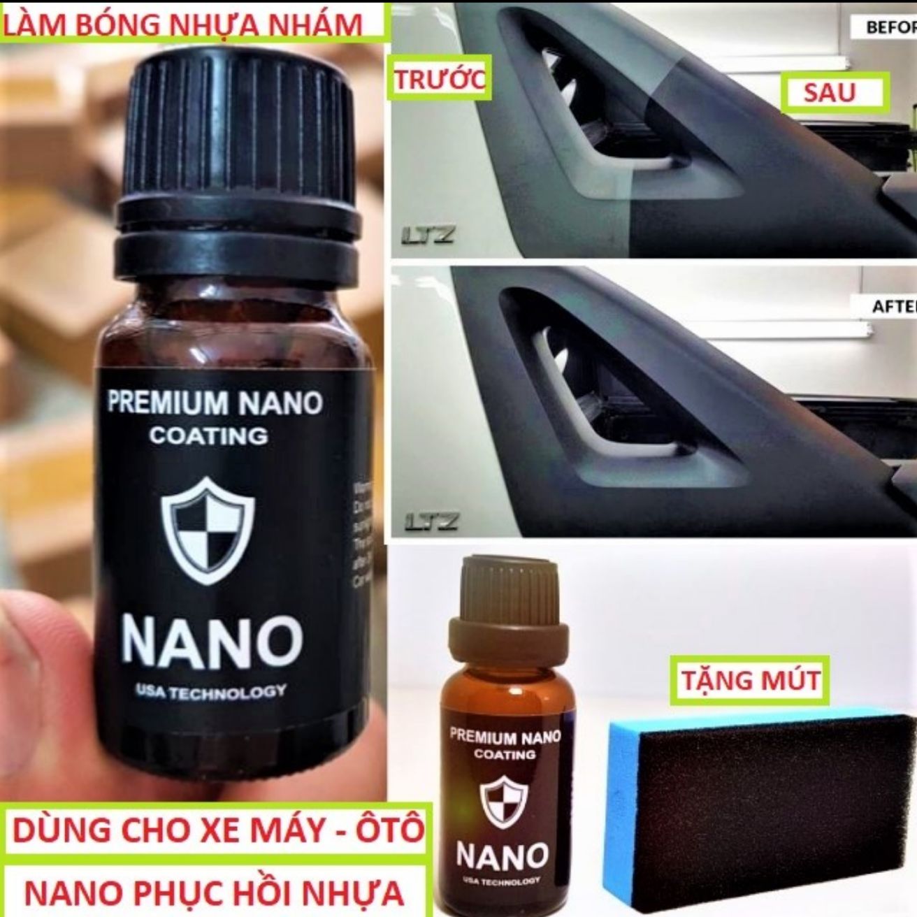 CHAI DUNG DỊCH NANO PHỤC HỒI ĐÁNH BÓNG NHỰA XE MÁY NHƯ MỚI