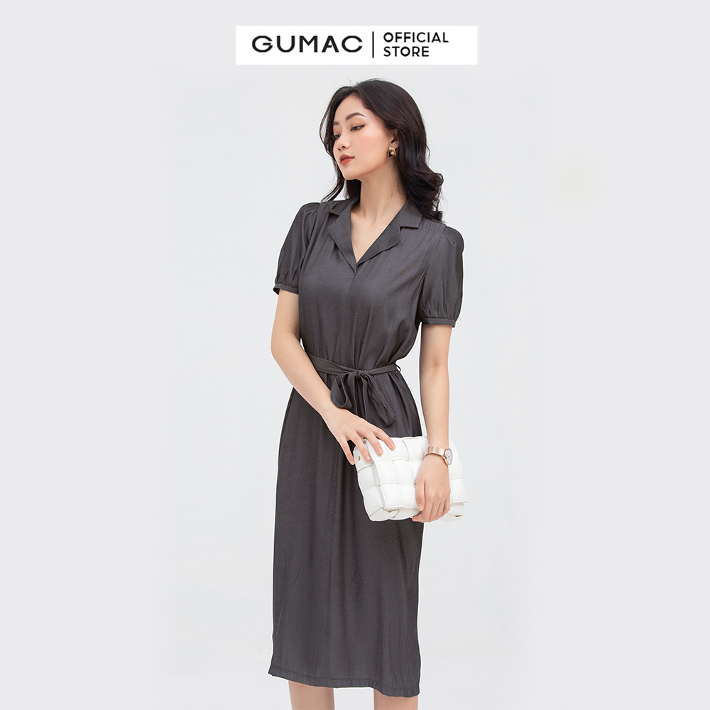Đầm nữ  suông buộc eo mẫu mới GUMAC DB872