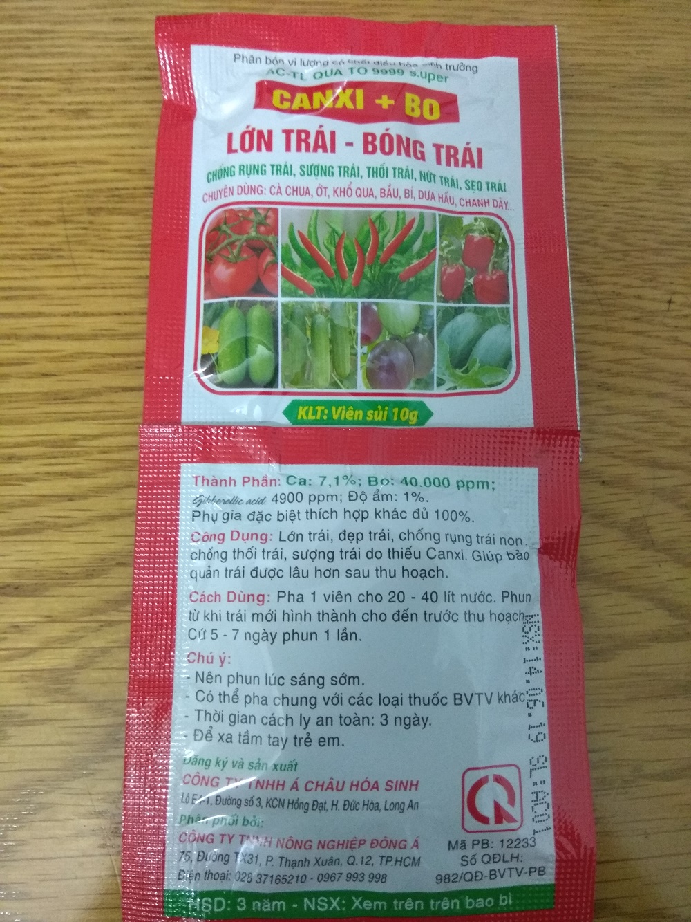 [HCM]Phân bón vi lượng CANXI+BO lớn trái- bóng trái - viên sủi 10 gram