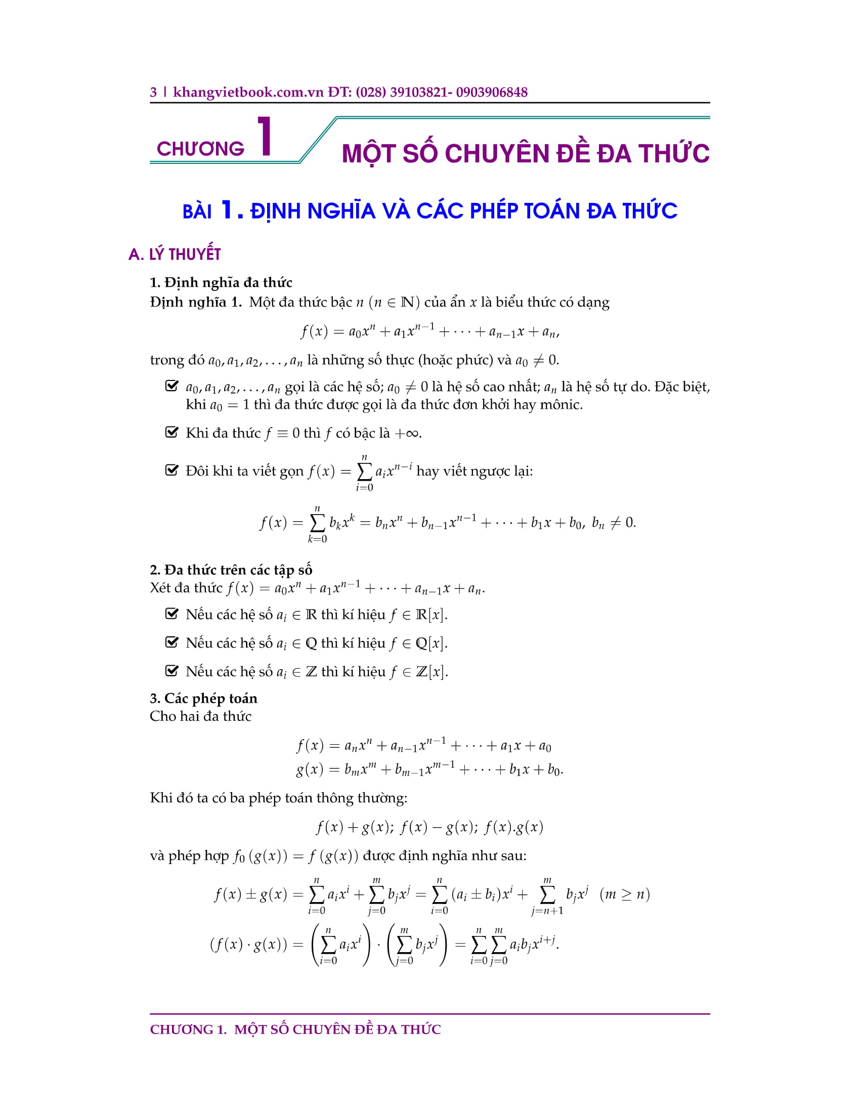 CHUYÊN ĐỀ BỒI DƯỠNG HỌC SINH GIỎI ĐA THỨC