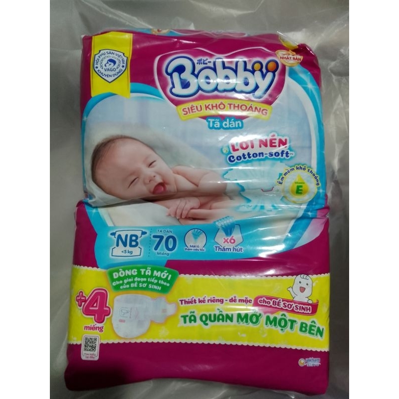 Tã dán Bobby xs70+4/s54/m46