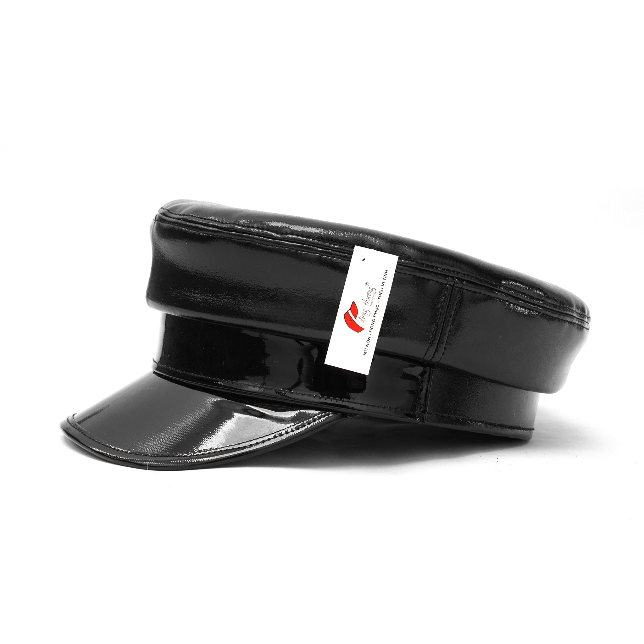 Mũ nón lưỡi trai Baker boy cap màu đen da Pu form dáng RB
