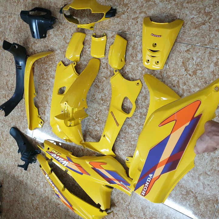 {Tặng kèm tem}   Dàn áo xe máy Wave alpha / Wave zx [ MÀU VÀNG ] Wave thái 110 dàn áo xe wave 110