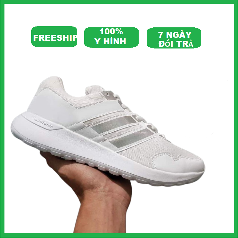 [HCM]Giày thể thao nam nữ sneaker trắng sọc bạc (ST60)