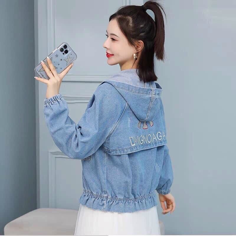 Áo khoác Jean có nón xinh xắn