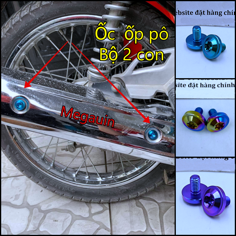 Ốc ốp pô gr5 titan wave a 2007-2021, wave 50cc, sirius, rsx fi 110