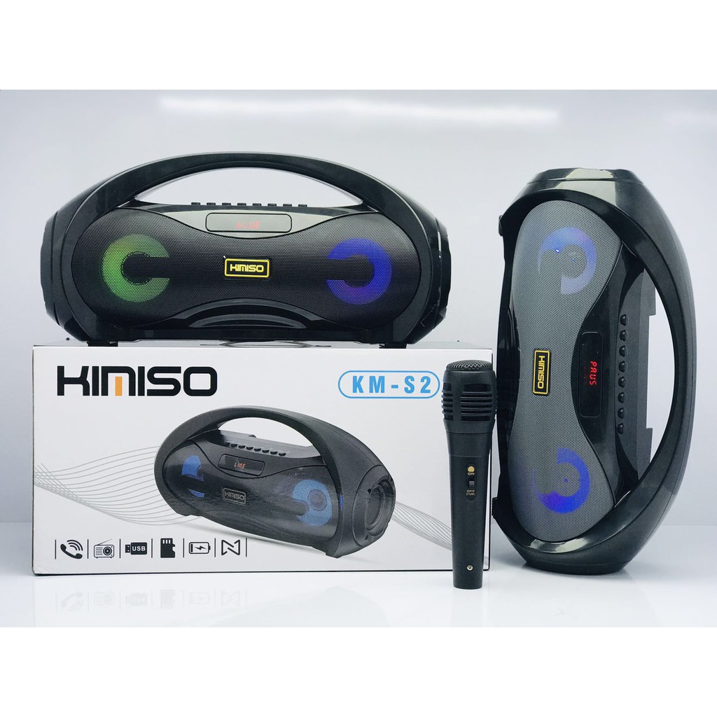 Loa bluetooth karaoke xách tay kimiso s2 - loa bluetooth mini di động âm bass cực hay đèn led sống động