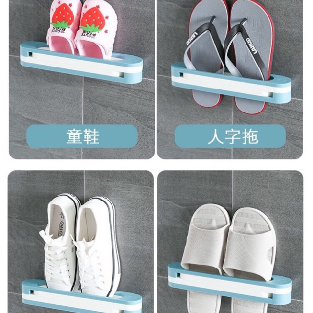 Kệ Dán Tường Cài Dép Thông Minh - Gấp Gọn - Siêu Chắc Tiện Dụng