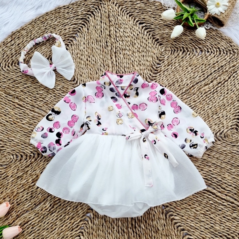 Body váy hanbok ngọc tím chất lụa mango cho bé