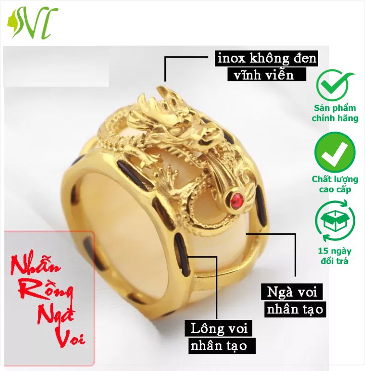 Nhẫn nam phong thuỷ tài lộc nhẫn nam đẹp ngầu nhẫn nam mạ vàng 18k nhẫn nam mạ vàng 18k cao cấp hàng bao đẹp bao ngầu - Người Đẹp Vì Lụa