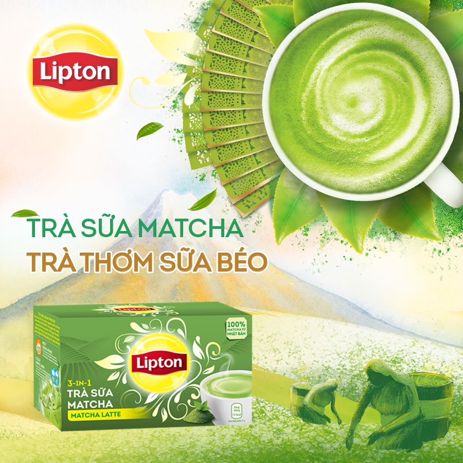 Combo 2 Hộp Trà Sữa Lipton vị Matcha và Ô Long (Hộp 8 gói x 17g)