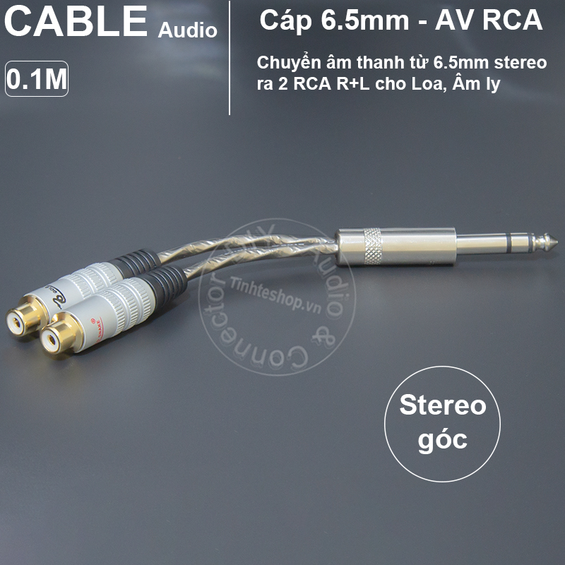 DIY 6.35 to 2 RCA female stereo cable 10Cm