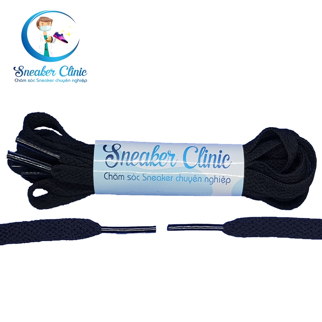 Dây giày thể thao sneaker dẹp nam nữ chính hãng bản đẹp 2 màu đen trắng 120 cm
