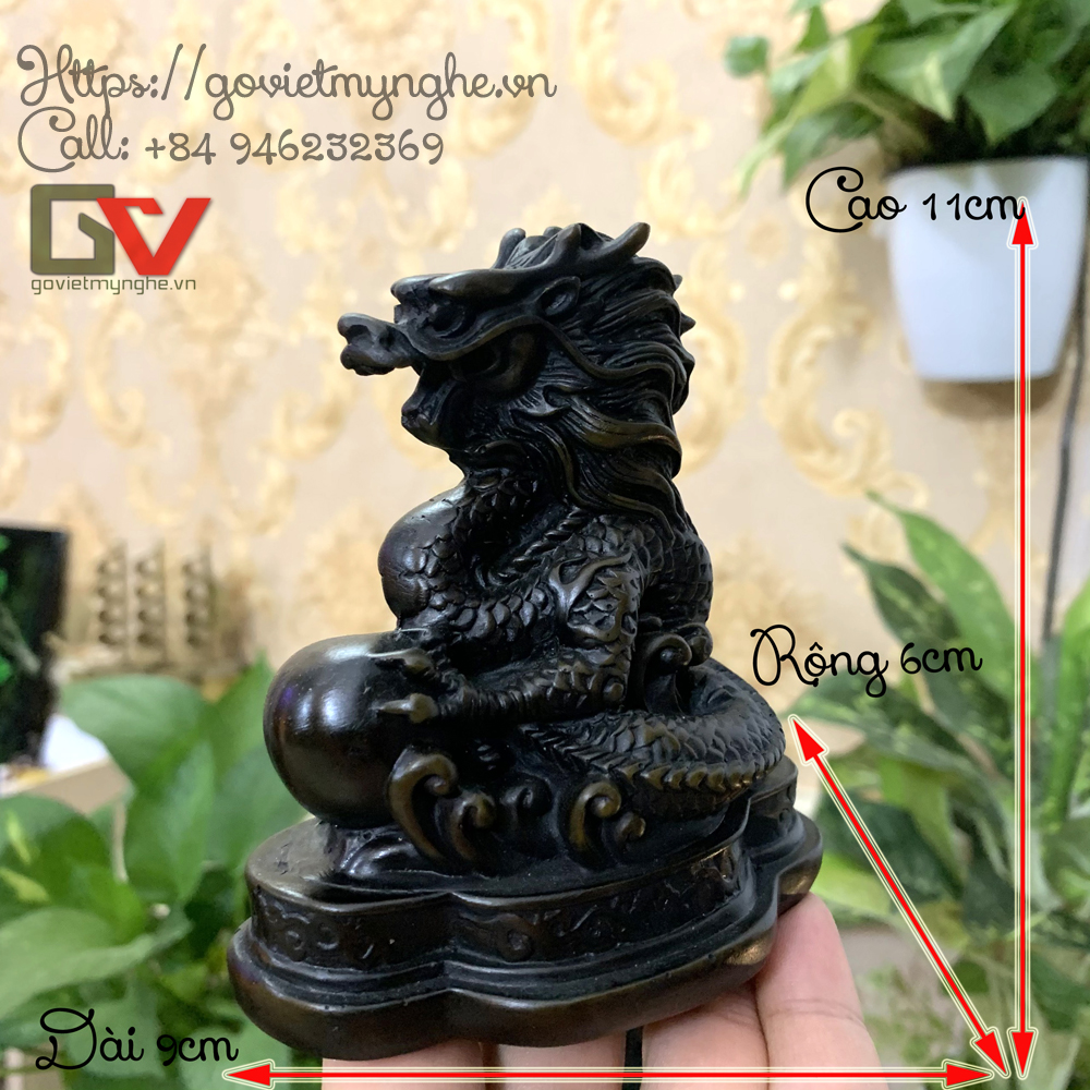 Feng Shui Dragon Ball statue desktop decoration | jade green-11cm height