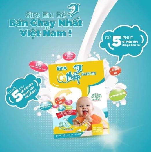 SIRO CÁ MẬP GIÚP BÉ NGON ĂN  mẫu mới  giúp bé phát triển toàn diện, hộp 30