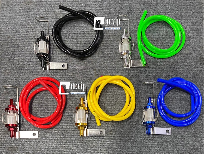 Bộ lọc xăng thủy tinh có giá đỡ gắn mọi loại xe máy ms5709