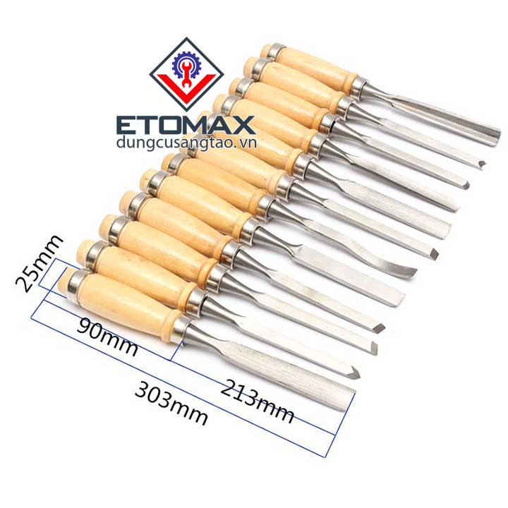 Bộ dụng cụ 12 cây đục, tiện gỗ cao cấp v1 -hàng chính hãng-bh 12 tháng