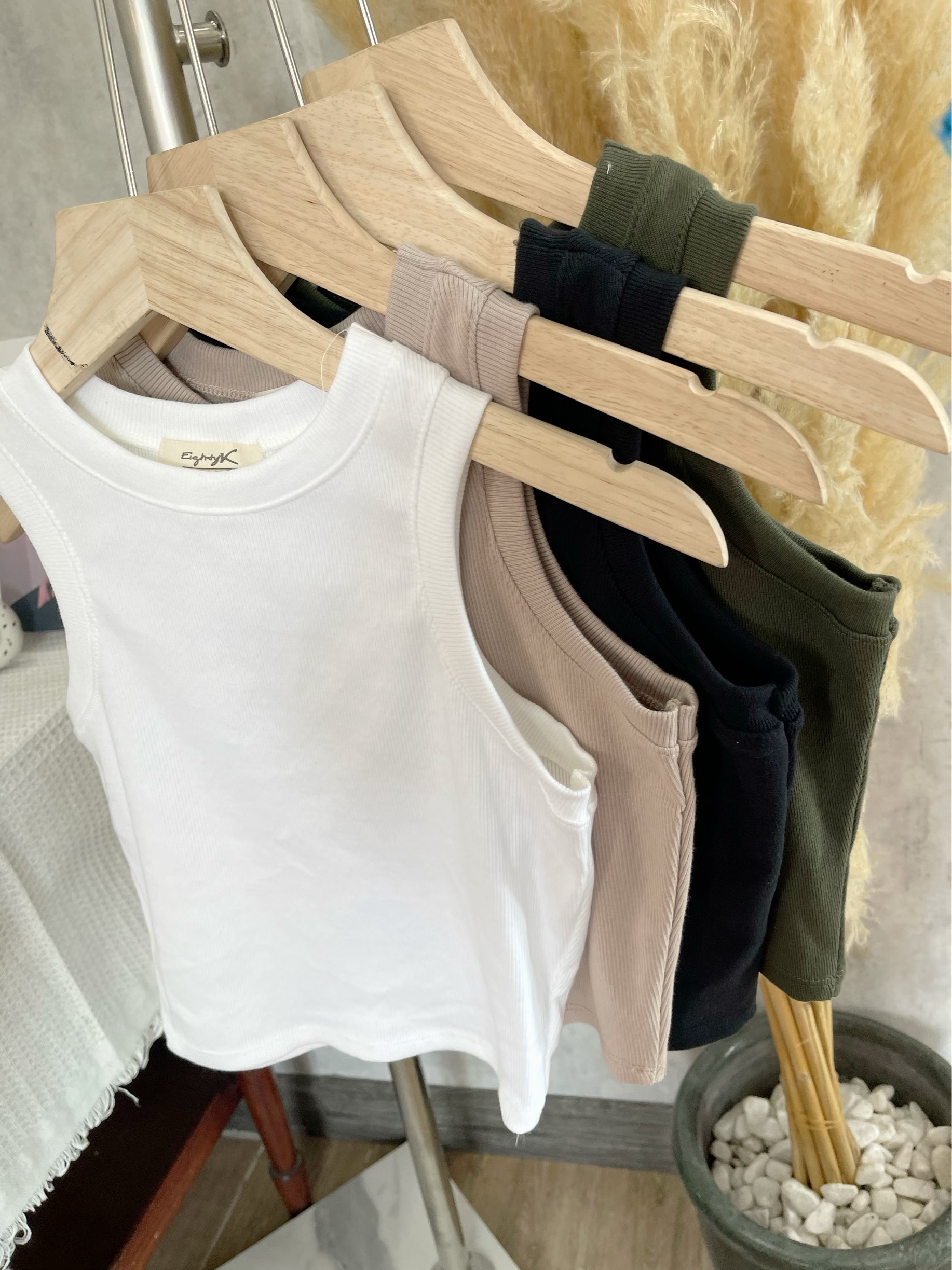 Áo Croptop Ba Lỗ Trơn Thun Gân Basic