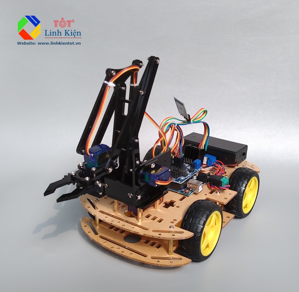 [KÈM CODE] Bộ Xe Arduino Car Arm 4 bậc Robot Điều Khiển PS2