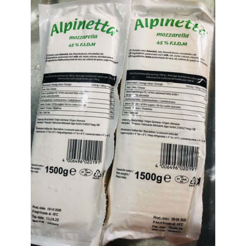phô mai Mozzarella khối 2,5kg (KHÔNG GIAO CÁC TỈNH MIỀN BẮC VÀ BẮC TRUNG BỘ)