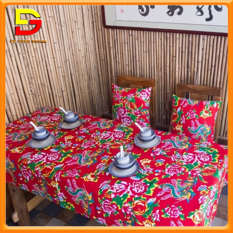 Khăn Trải Bàn Công Phượng Vải Nhung Đỏ Trang Trí Tết Sự Kiện Lễ Hội Độc Đáo DGH-468