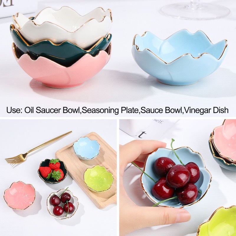Chén sứ đựng nước chấm, bát đĩa sứ decor phong cách hoa đào Nhật Bản