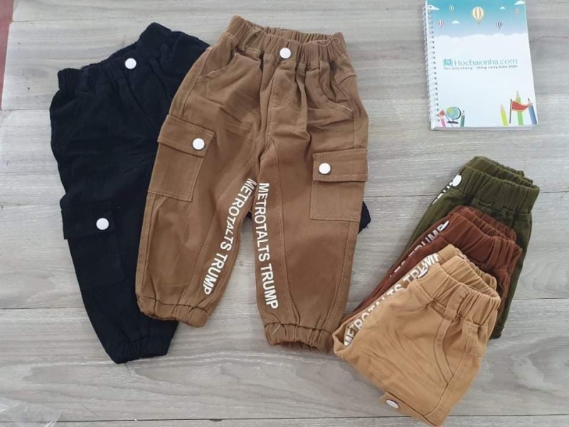 Quần bé trai - quần dài túi hộp, có bo thun ở chân - size 8-15kg