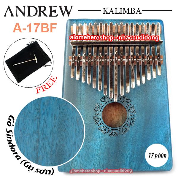 Đàn Kalimba Andrew 17 Phím Gỗ Sindora (Gụ - Xanh Dương)