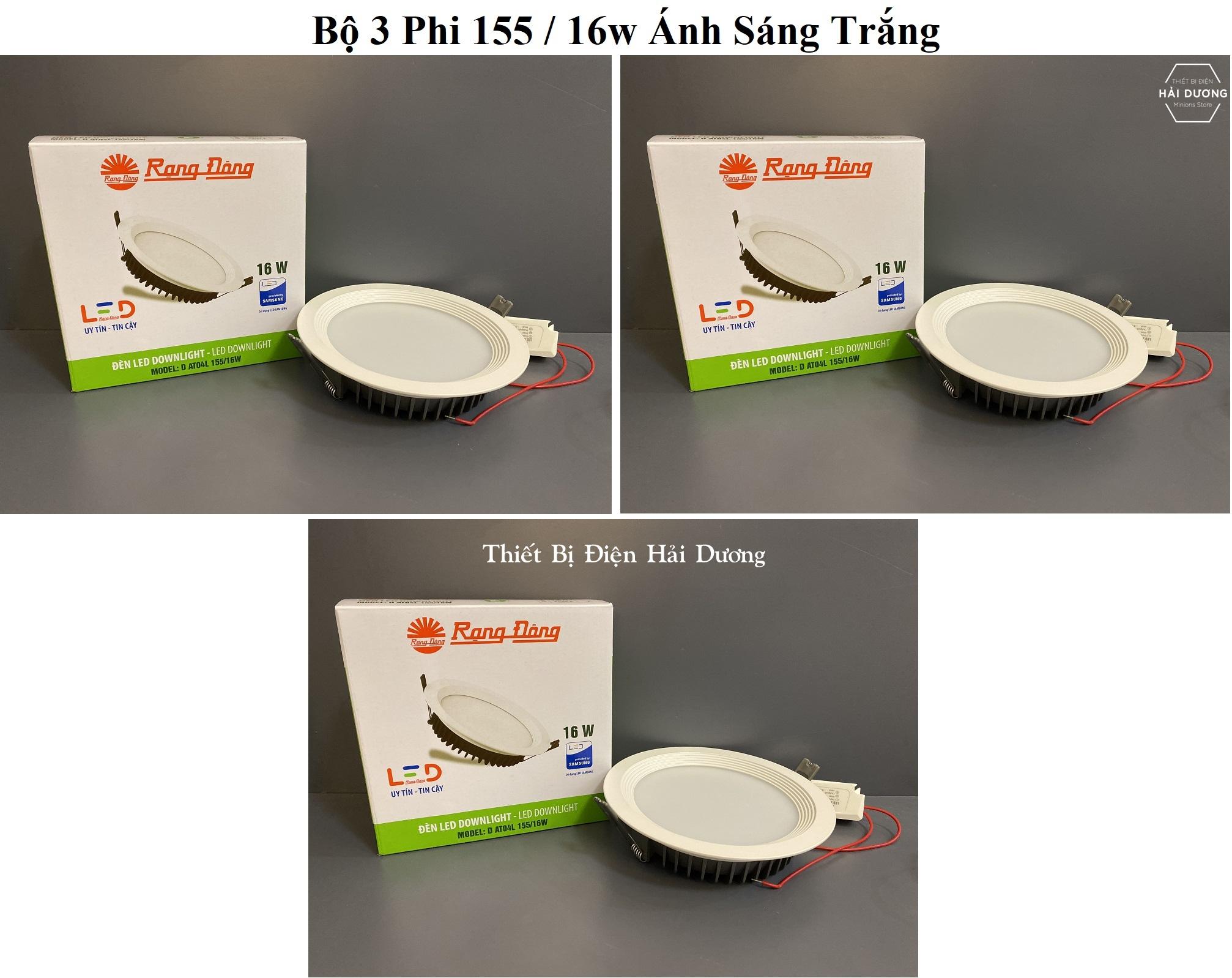 Combo bộ 3 đèn led downlight rạng đông âm trần d at04l 155 / 16w - 25w - bảo hành 2 năm