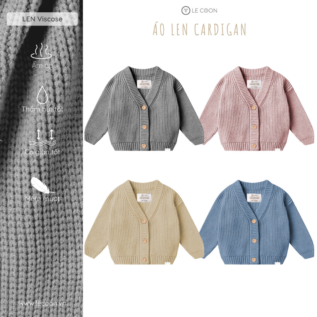 LE COON | Áo Len Cardigan | 3 tháng - 3 tuổi