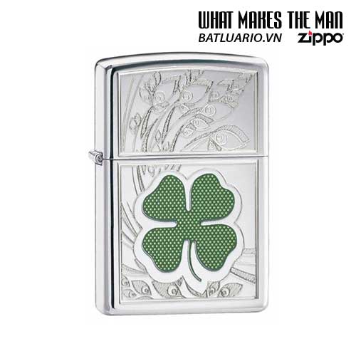 Bật lửa zippo 24699 - Bật lửa zippo Four Leaf Clover High Polish Chrome