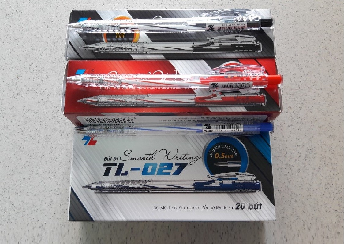 Combo 10 Bút bi Thiên Long TL-027 (Xanh, đen, đỏ,tím)