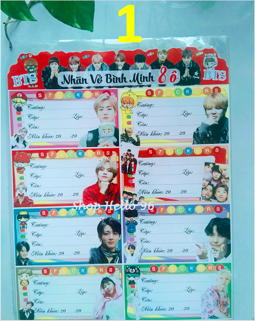 NHÃN VỞ KPOP BTS 1 XẤP 16 NHÃN