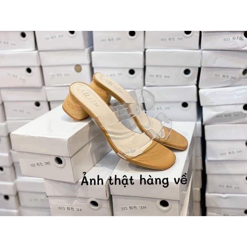 Sandal Quai Trong Đế Gỗ 5Cm L1