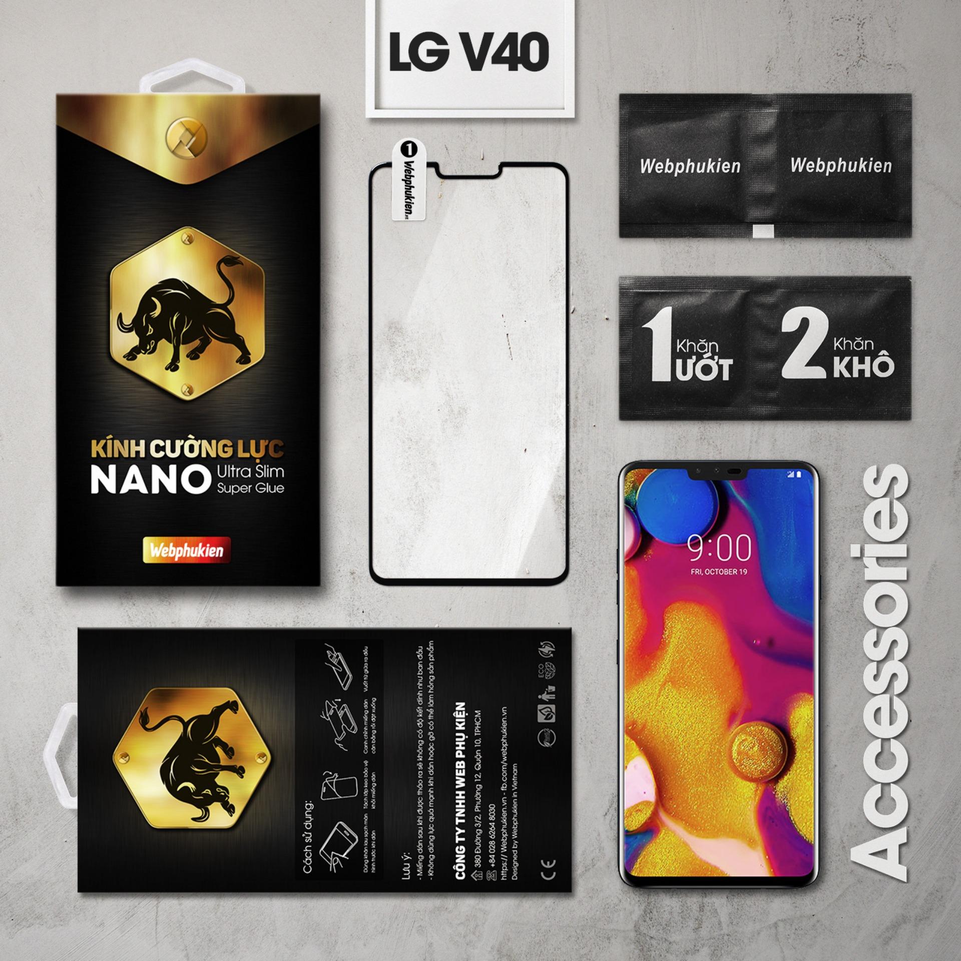 Kính cường lực cho LG V40 Full LCD hiệu Webphukien (Đen)