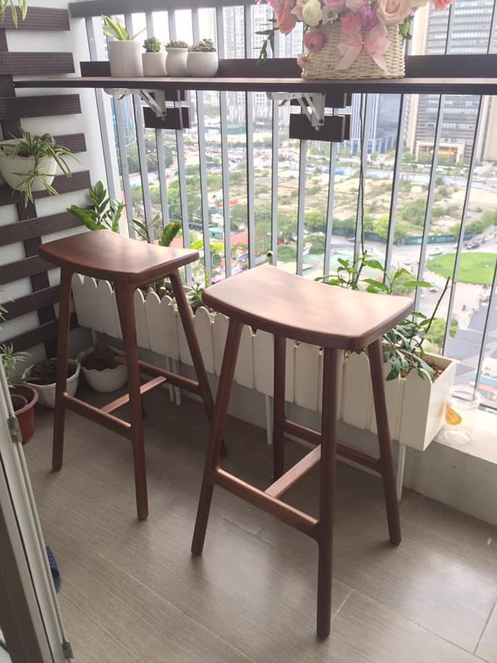 Ghế quầy bar gỗ sồi phong cách Châu Âu (cao 60 cm)