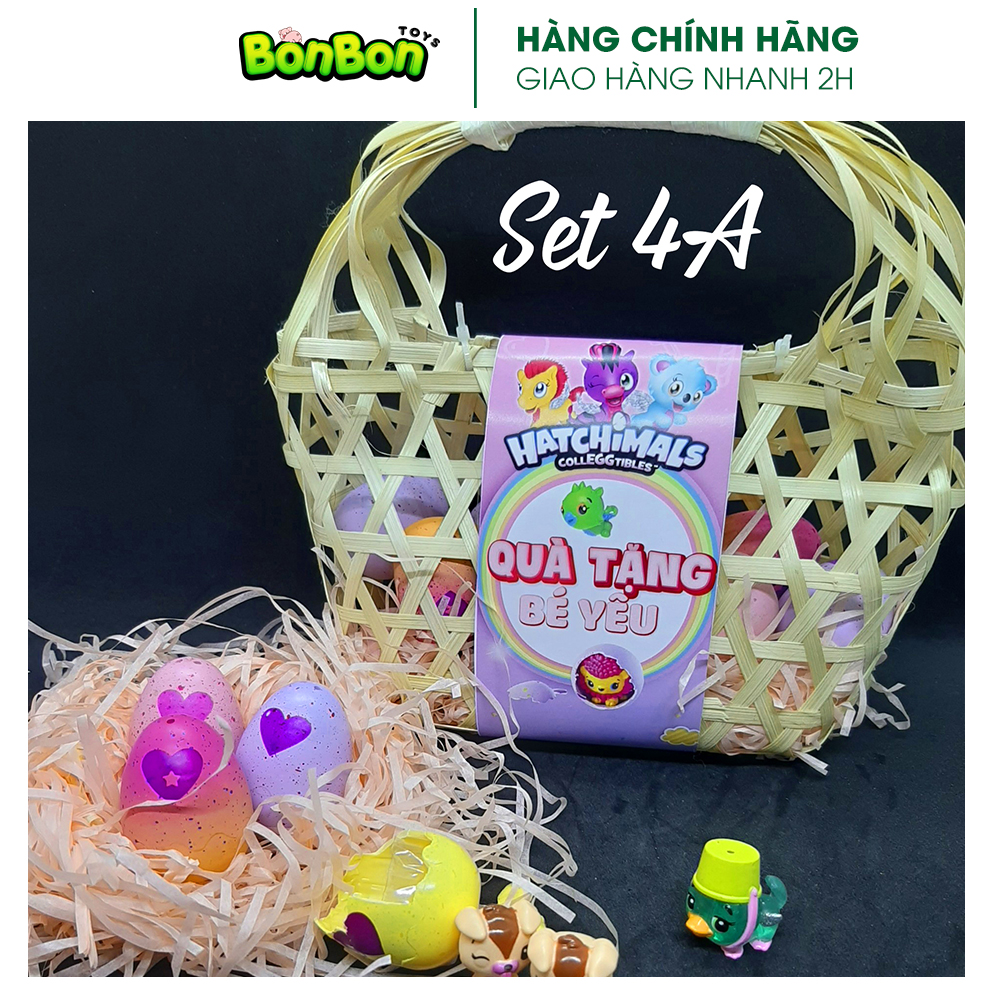 Trứng Hatchimals (đựng giỏ tre làm quà tặng bé) - giỏ 15 trứng không trùng mẫu thú